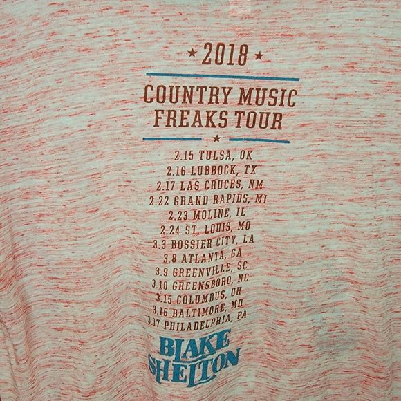 Bella Tee SS Country Music Freak Blake Shelton 2018 Tour Pink - Size Medium - Picture 3 of 5